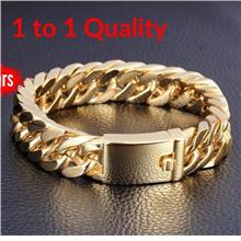 Heavy Gold Original Steel Cuban Curb Chain Men's Bracelet Wrist ID Link Bangle