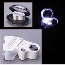 60x 30x Dual Glass Magnifying Magnifier Jeweler Eye Jewelry Loupe Loop LED Lig