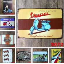 30*20cm Motorcycle Vespa Craft Iron Painting Wall Poster Metal Tin Signs
