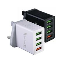 QC 3.0 4 Port USB 30W Quick Charge Hub Wall Charger Adapter UK Plug