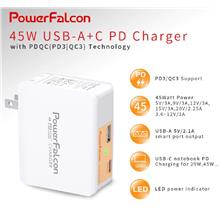 Power Falcon 45W USB-A+C PDQC (PD3/QC3) Charger Interchangeable