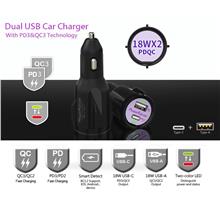 Power Falcon CUB-01 Dual Port (USB-A+C) PD3/QC3 18W X2 Car Charger