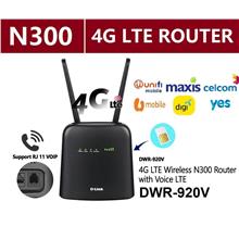 D-Link Dlink DWR-920v Gigabit Ethernet LAN 4G LTE Wireless WiFi N300 Modem Rou