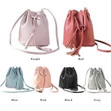 Simple And Easy Match Tassel Design PU Leather Small Bucket Bag