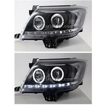 Toyota Hilux Vigo 11-13 Black Projector Head Lamp w Ring &amp; LED