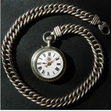 Vintage Roskopf Patent (red) pocket watch with 925 silver chain