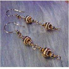 14k Gold Filled Wire Wrap Earrings Bali Bead Ball Double Layer Anting 