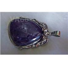 Purple Amethyst Gemstone Pendant Locket L Feng Shui Loket Batu Asli