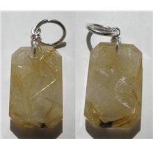 Superb golden Rutilate crystal rectangular pendant - 21.2CT - BL 40