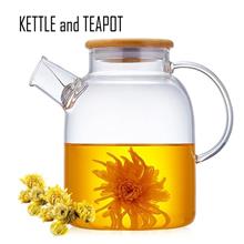 Glass Teapot Stove-top Kettle Heat Resistant Borosilicate Pitcher Carafe No-Dr