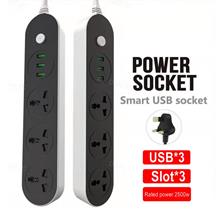 Power Strip 3 Universal Socket 3 USB Output 3.4A UK Plug Travel Accessories pl