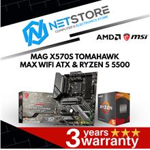 PWP MSI MAG X570S TOMAHAWK MAX WIFI ATX &amp; AMD RYZEN 5 5500 PROCESSOR