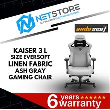 ANDASEAT KAISER 3 L SIZE EVERSOFT LINEN FABRIC - ASH GRAY GAMING CHAIR