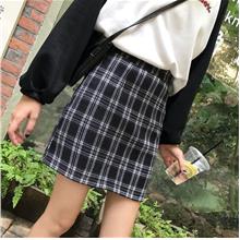 Korean Plaid High Waist A-Line Skirt