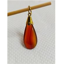 Superb icy brinjal shape red agate with 916(22k) gold hook pendant