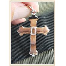 Catholic 999 silver Cross Bottony Set with 0.45Ct rectangular diamond