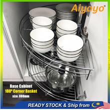 Stainless Steel Turnable Corner Basket Kitchen D-Tray Pull Out Basket Bakul Ta