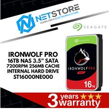 SEAGATE IRONWOLF PRO 16TB|3.5”|7200RPM|256MB CACHE INTERNAL HARD DRIVE