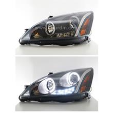 Honda Accord 03-07 Black Projector Head Lamp w Ring &amp; LED