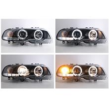 BMW E46 2 Doors 99-02 Black Projector Head Lamp w Ring