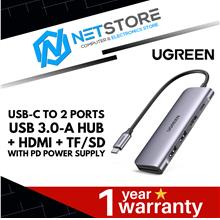 UGREEN USB-C TO 2 PORTS USB 3.0-A HUB + HDMI + TF/SD WITH PD PSU