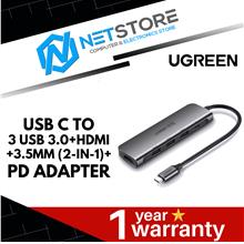 UGREEN USB C TO 3 USB 3.0+HDMI+3.5MM (2-IN-1)+PD ADAPTER