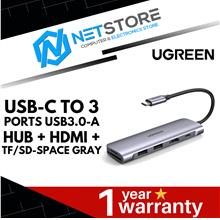 UGREEN USB-C TO 3 PORTS USB3.0-A HUB + HDMI + TF/SD (SPACE GRAY)