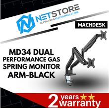 MACHDESK MD34 DUAL PERFORMANCE GAS SPRING MONITOR ARM- BLACK