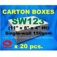 SW123 Small CARTON BOX x 20pcs. 11” x 8” x 4” Ht Courier Shipping Pack