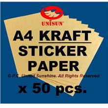 x 50pcs A4 BROWN KRAFT STICKER PAPER Fun Printing Labels Arts &amp; Craft