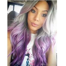 READY STOCK LACE FRONT WIG 3 COLOR PLATINUM BLACK ROOT PURPLE
