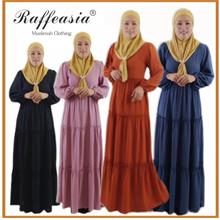 New🔥Raffeasia Dress Muslimah 3 Layer Plain Labuh Ready Stock