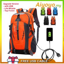 40L Outdoor Sport USB Backpack Bag Waterproof Laptop Hiking Camping Travel Sch