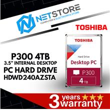 TOSHIBA P300 4TB 3.5” INTERNAL DESKTOP PC HARD DRIVE - HDWD240AZSTA