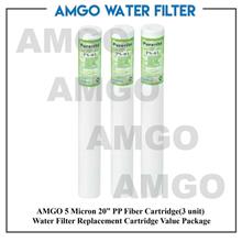 AMGO 5 Micron 20” PP Fiber Cartridge (3 unit) Water Filter Replacement
