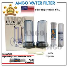 AMGO Double Water Filter Two Stage Water Filter Counter Top Set