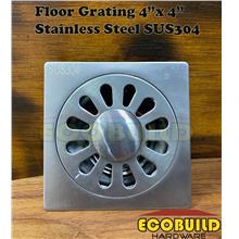 Floor Grating 4&quot; x 4&quot; Stainless Steel SUS304 with Hose Outlet (Thick)