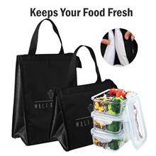 Black Thermal Lunch Bag Portable Picnic Drink Fruit Food Fresh Organizer Carry