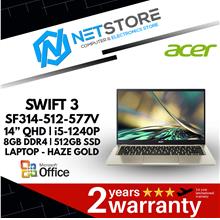ACER SWIFT 3 14” QHD| i5-1240P 8GB DDR4 | 512GB SSD LAPTOP - HAZE GOLD