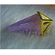 Gold Amethyst Pendulum 45mm x 24mm Gemstone Pendant Pyramid Top