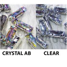 DIY Crystal AB Clear Rectangle 5mm x 15mm Sew On Rhinestones Montees