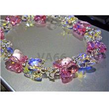 Pink Wire Wrapped 925 Silver Swarovski Crystal Butterfly Bracelet