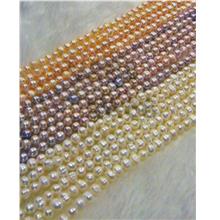 DIY 14" Pearls Round Pearl Beads White Pink Peach 5mm 6mm Mutiara Asli