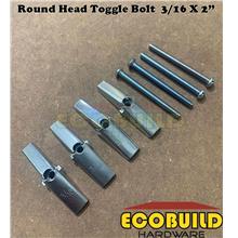 Round Head Toggle Bolt 3/16 X 2&quot; (1 Set with 4 Screw and 4 Wing)