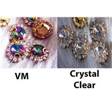Round Sew On Rhinestones Crystal Clear or VM DIY Gold Montee Button