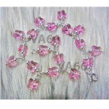 Pink 925 Sterling Silver Swarovski Butterfly Crystal Charm Bracelet