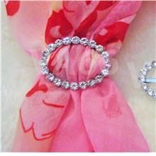 Rhinestone Scarf Ring Silver White Stones Oval Buckle Scarves Tudung