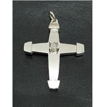 Christianity 999 Silver Cross Potent Set With 0.52Ct Hexagon Diamond