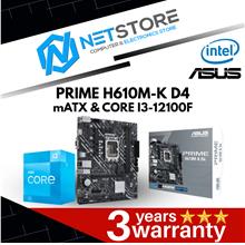 PWP ASUS PRIME H610M-E/CSM D4 mATX &amp; INTEL CORE I3-12100F PROCESSOR