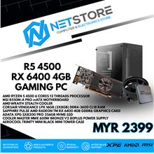 NETSTORE - RYZEN 5 4500 , 16GB RAM, 256GB NVME, RX6400 4GB GAMING PC